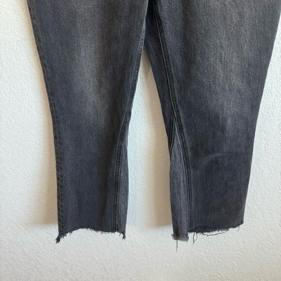 Abercrombie & Fitch Ultra High Rise Frayed Kick Flare Denim Jean Washed Black 25 - Picture 6 of 10